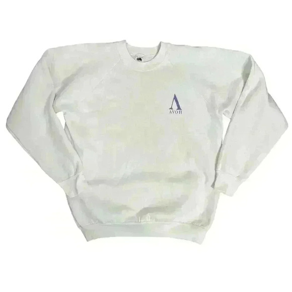 Fruit of the Loom Vintage White Avon Sweatshirt Size Extra Large XL - Picture 1 of 7